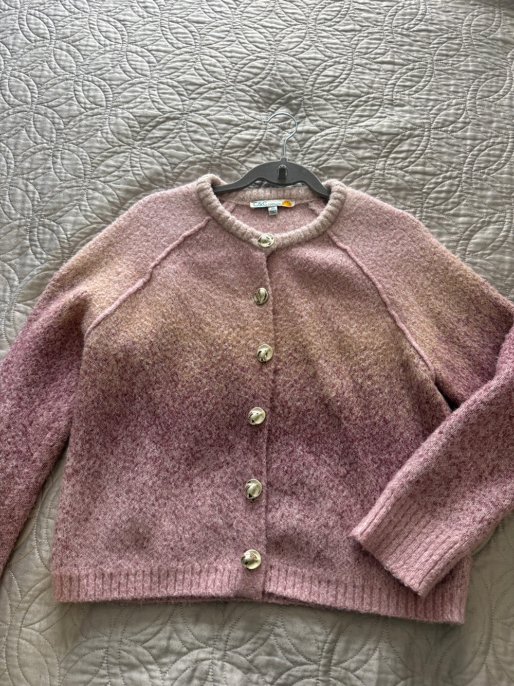 C.C Ombré Pink Button-Front Knit Cardigan
